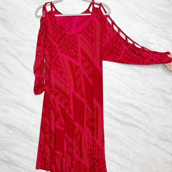 Missing Polynesia Red Tunic Dress 3/XL-1X - Picture 4 of 6